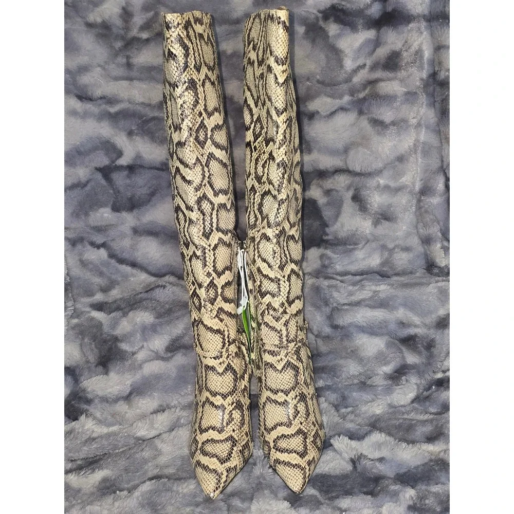 NWT Sam Edelman‎ Elia Snake Print Knee High Stiletto Heel Boots Women US 5.5